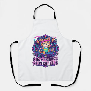 80er Aerobics Neon Katze Lustiges Katzenliebhaber- Schürze