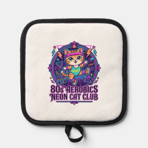 80er Aerobics Neon Katze Lustiges Katzenliebhaber- Topflappen