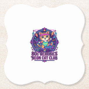 80er Aerobics Neon Katze Lustiges Katzenliebhaber- Untersetzer