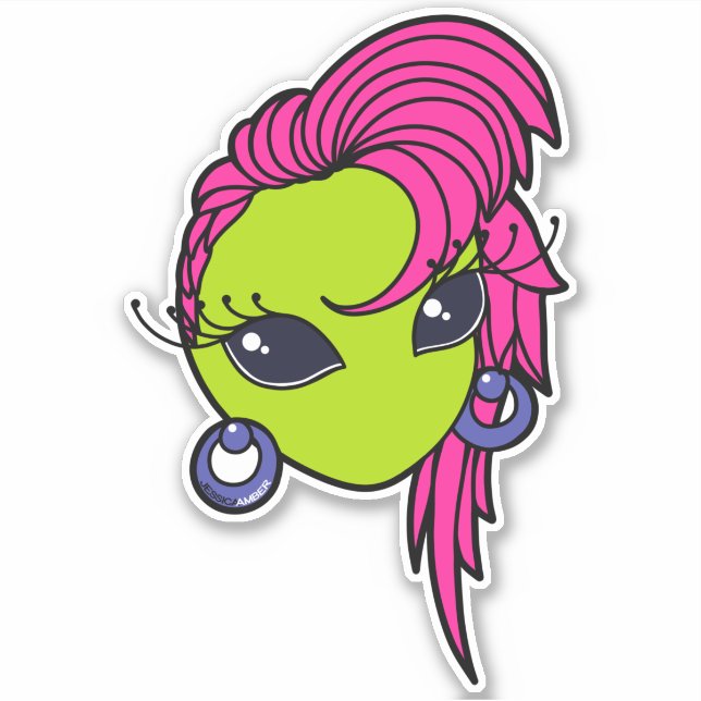 80er Alien Kiss-Cut Sticker (Vorderseite)