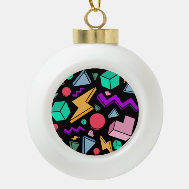 80er Ästhetische Vintag Retro Keramik Kugel-Ornament (Vorderseite)