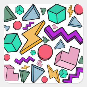 80er Ästhetische Vintag Retro Quadratischer Aufkleber