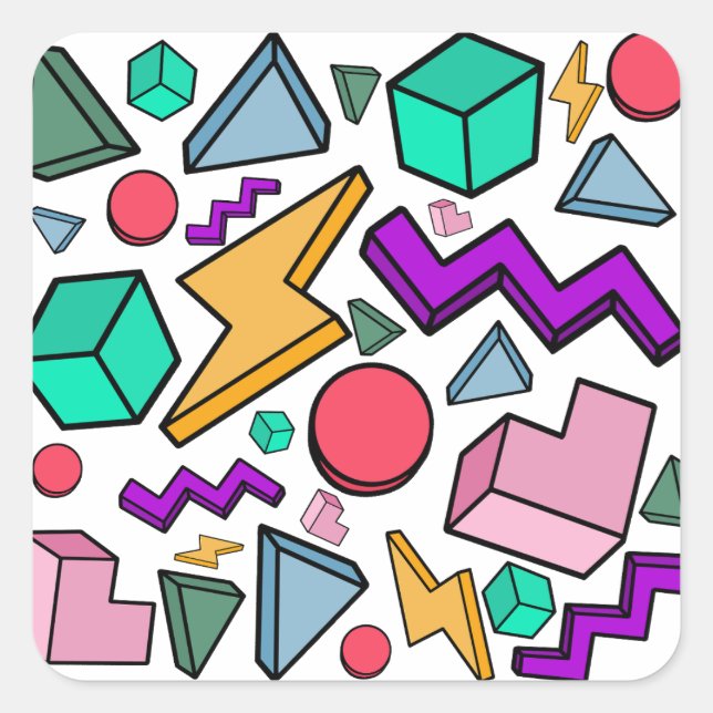 80er Ästhetische Vintag Retro Quadratischer Aufkleber (Vorderseite)