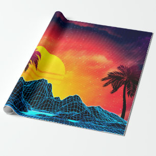 80er ästhetisches Retro futuristisches Stranddesi Geschenkpapier