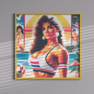 80er Athletic Summer Girl Poster