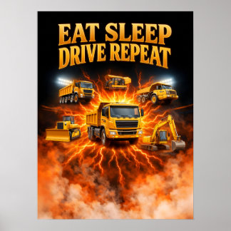 80er Bau-LKW-Kunst Poster