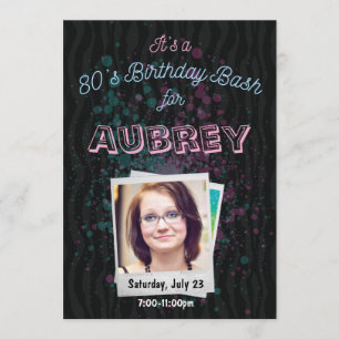 80er Birthday Bash Einladung - thematische 12x18 d
