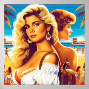 80er Blonde Summer Girl Poster