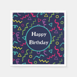 80er Blue Memphis Pattern Geburtstag Serviette