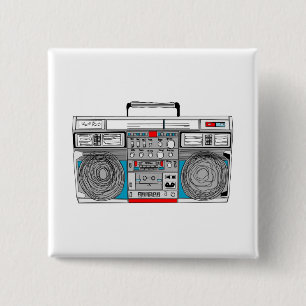 80er boombox Illustration Button