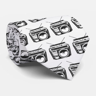 80er Boombox Muster Retro Krawatte