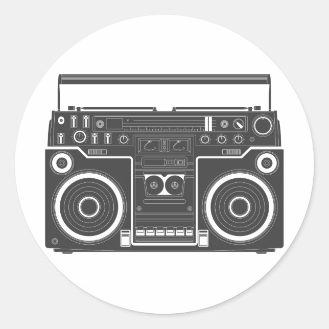 80er Boombox Runder Aufkleber (Vorderseite)
