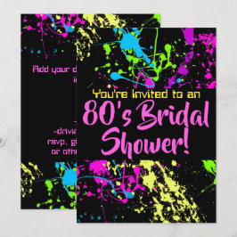 80er Brautparty Neon Paint Spritzer Einladung