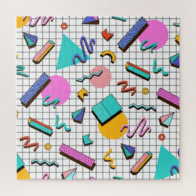80er Bright Checkered: Vintag Geometrisch. (Vertikal)