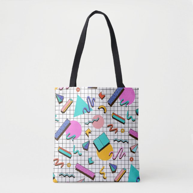 80er Bright Checkered: Vintag Geometrisch. Tasche (Vorderseite)