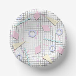 80er Candy Pastel Geo Druckschalen Pappteller