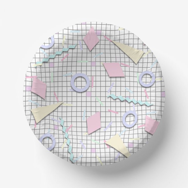 80er Candy Pastel Geo Druckschalen Pappteller (Vorderseite)