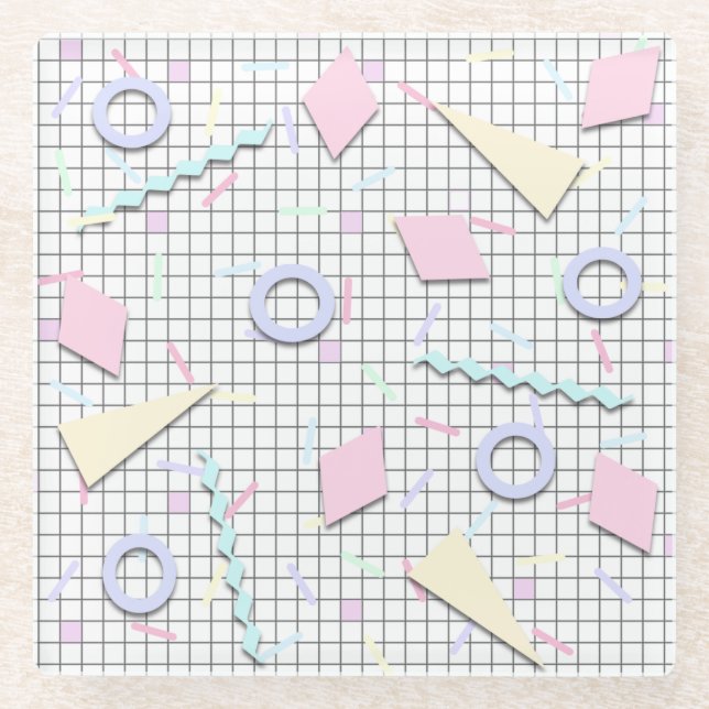 80er Candy Pastel Geo Print Untersetzer (Vorderseite)