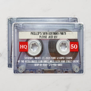 80er Cassette Mixtape 50. Geburtstagspartei Einladung