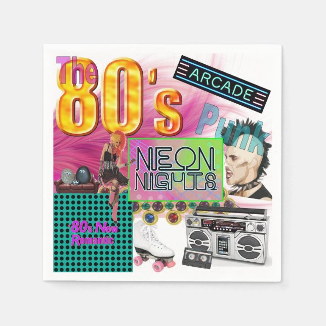 80er Collage Cocktail Napkin Serviette (Vorderseite)