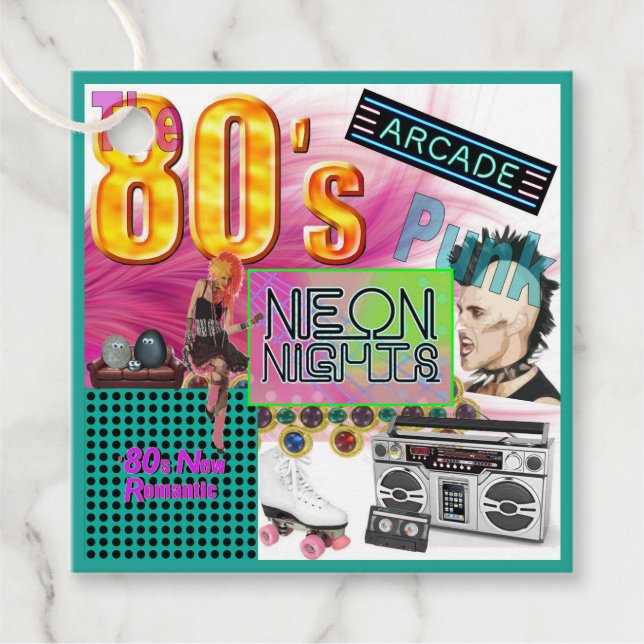 80er Collage Geschenkanhänger (Vorderseite)