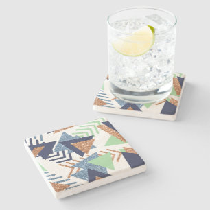 80er Color Abstrakt   Rose Gold Mint 90er Steinuntersetzer