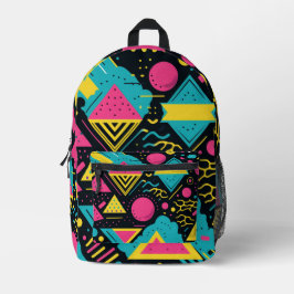 80er Colors Pattern Bedruckter Rucksack