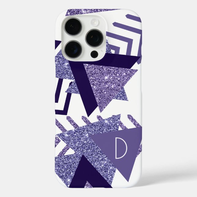 80er Cool Abstrakt | Monogram Lila Passionsformen iPhone 16 Pro Hülle (Rückseite)