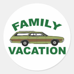 80er Familienurlaub Runder Aufkleber