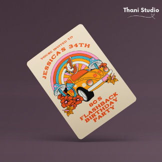 80er Flashback Vintag Retro Geburtstagsparty Beige Einladung