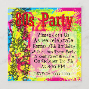 80er Fluro Party Einladungen