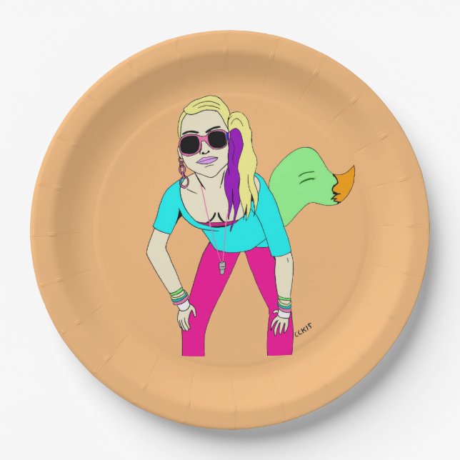 80er Foxy Girl Pappteller (Vorderseite)