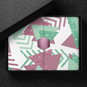 80er Fresh Abstrakt Muster rosa und grüne Formen Seidenpapier