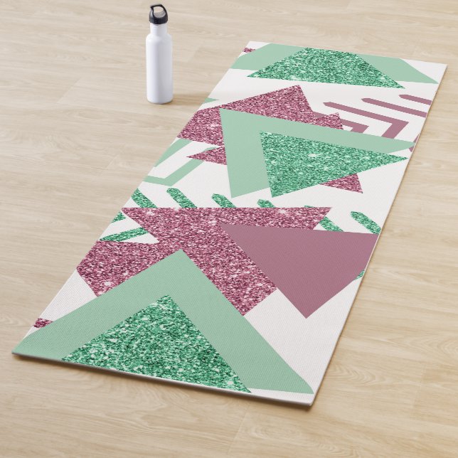 80er Fresh Abstrakt | Muster rosa und grüne Formen Yogamatte (Beispiel)