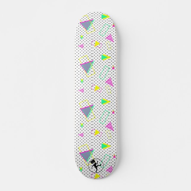 80er Graphic Geometric Design Retro Vintag Polka Skateboard (Vorne)