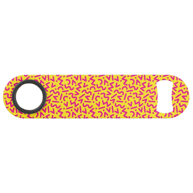 80er in Gelb und Rosa Speed Flaschenöffner (Vorderseite (Horizontal))