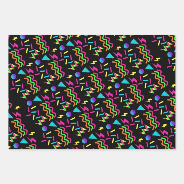 80er-Jahre-Design-Packpapier Geschenkpapier Set (Vorderseite)