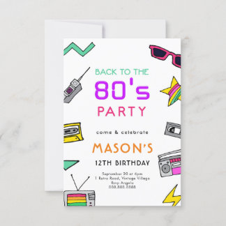 80er Jahre Geburtstagsparty Einladung Retro Thema