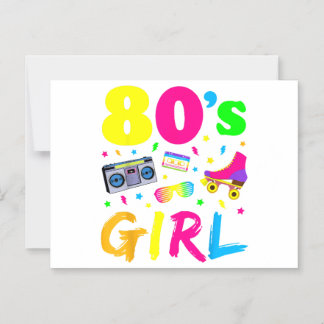 80er Jahre Mädchen Geburtstagsfeier Kostüm Retro V Magneteinladung