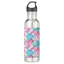 80er Jahre Memphis Active Pink Light Blue Edelstahlflasche