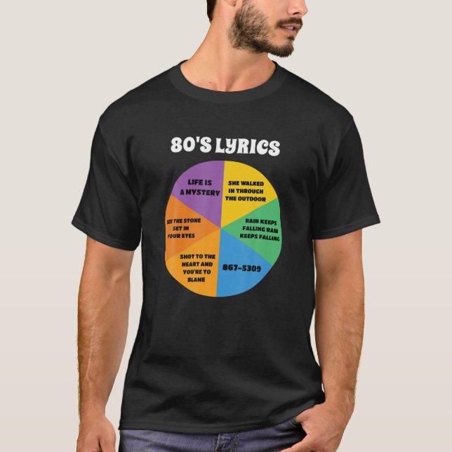 80er Jahre Music Texte sechs Music Texte in Pie Ch T-Shirt (Vorderseite)