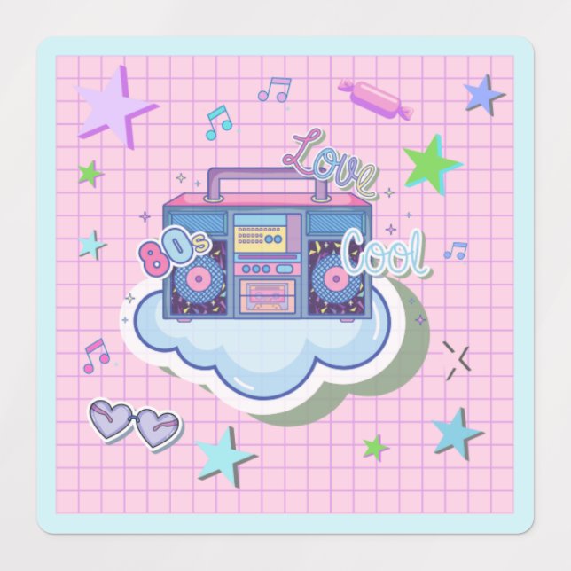 80er Jahre Themenabendaufkleber, Musik, Retro, Geb Etiketten (Design 1)