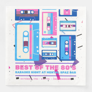 80er Jahre Vintager Stil EIGHTIES Retro Kassette D Serviette