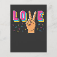 80er Liebe Hand Peace Sign 90er Retro Hippie Graph