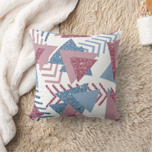 80er Lunar Abstrakt Dusty Mauve Pink und Blau Kissen