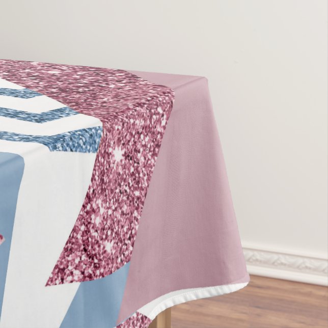 80er Lunar Abstrakt | Dusty Mauve Pink und Blau Tischdecke (Beispiel)