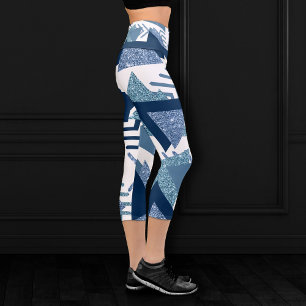 80er Luxe Abstrakt   Türkische und blau-braune For Capri Leggings