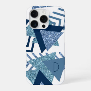 80er Luxus-Abstrakt Türkis und Marineblau Monogr iPhone 16 Pro Hülle