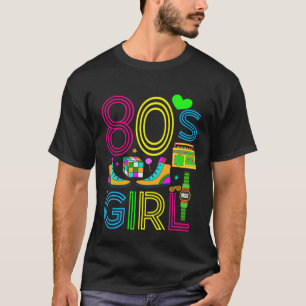 80er Mädchen Mode Thema Party Outfit 1980er Achtzi T-Shirt