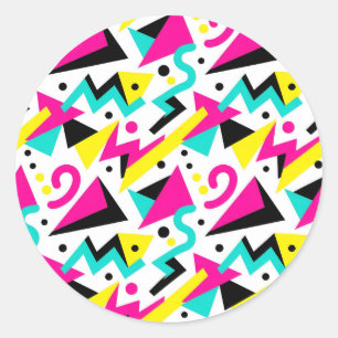 80er Memphis geometrisches Muster Runder Aufkleber